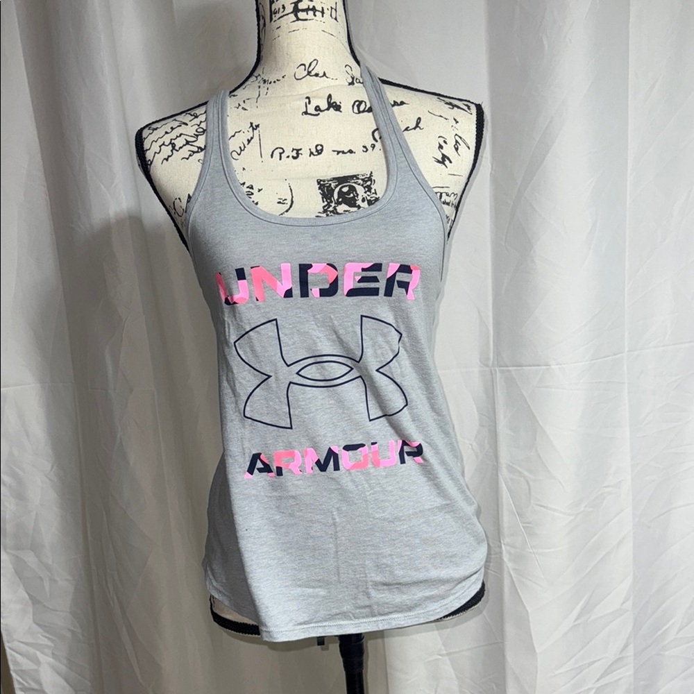 Under Armour Heat Gear Gray and Pink Tank Top